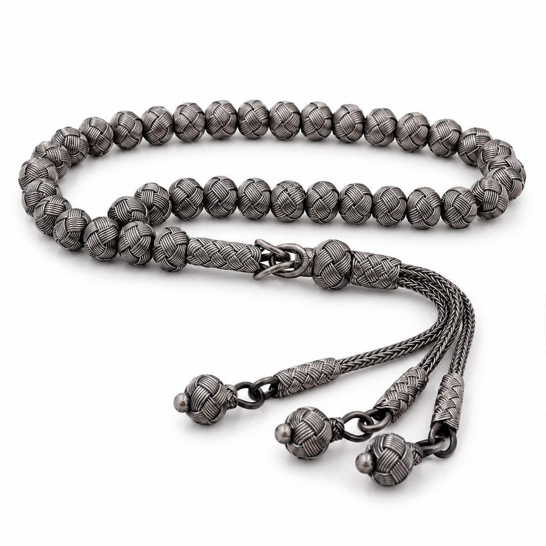 Handwoven 1000-Fineness Silver Kazaziye Tasbeeh – WATD747