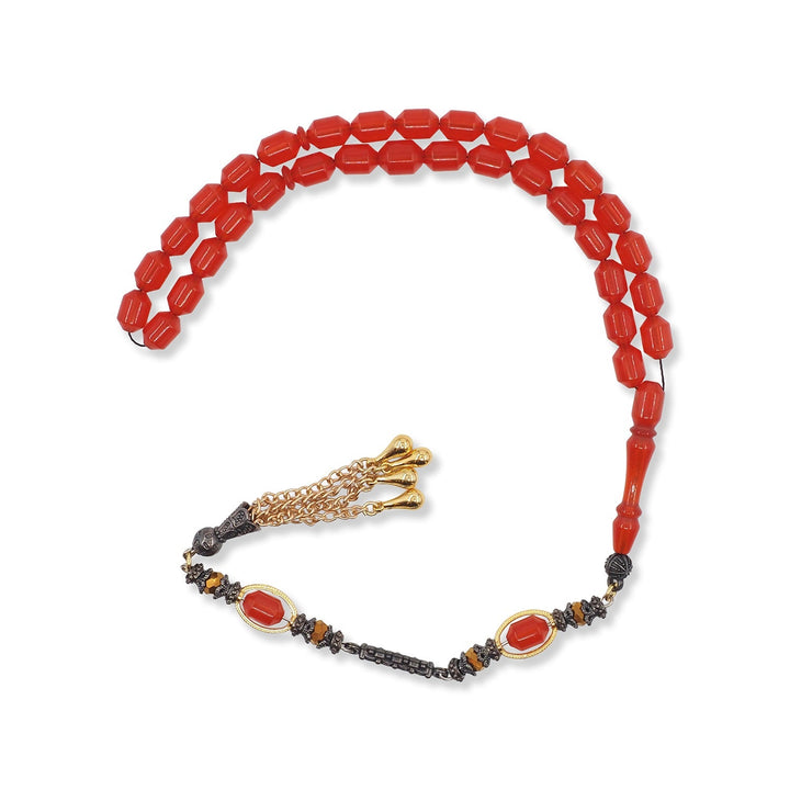 Expertly Handcrafted Capsule-Cut Pressed Amber Tasbeeh with Alpaca Tassel – WATD754
