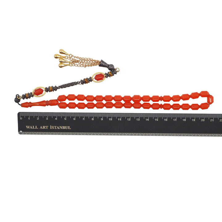 Expertly Handcrafted Capsule-Cut Pressed Amber Tasbeeh with Alpaca Tassel – WATD754