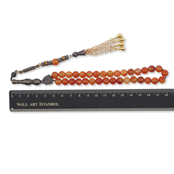 Multicolored Natural Stone Round-Cut Agate Tasbeeh with Alpaca Tassel – WATD761