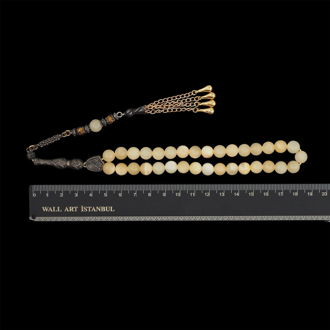 Natural Stone Drop-Style Tasbeeh with Alpaca Tassel – WATD763