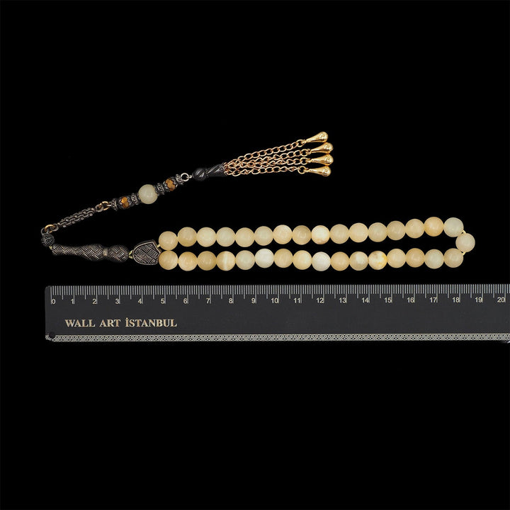 Natural Stone Drop-Style Tasbeeh with Alpaca Tassel – WATD763