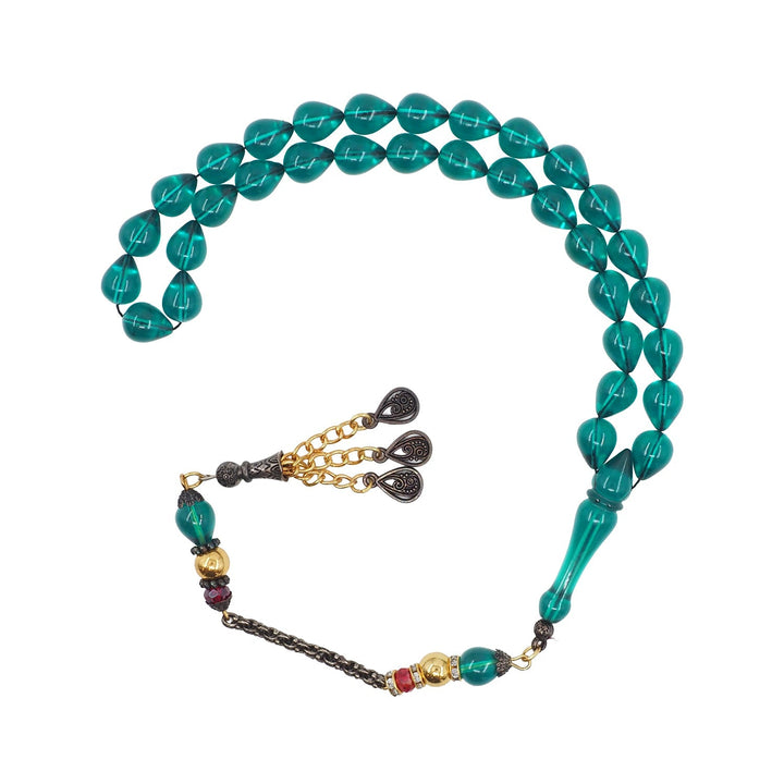 Teardrop-Shaped Fire Amber Tasbeeh with Alpaca Tassel – WATD764