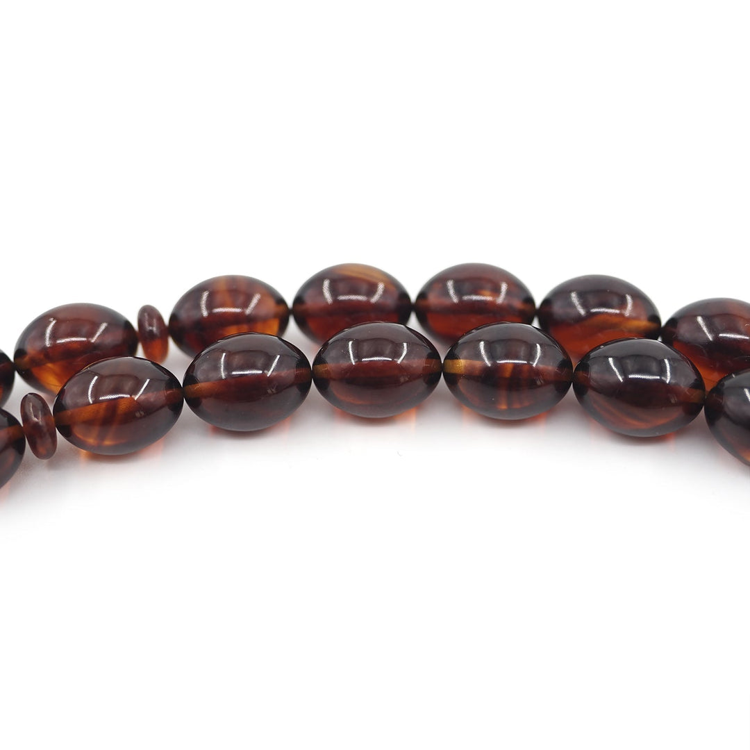 Oval-Cut Fire Amber Tasbeeh with Ring Detail - WATD791