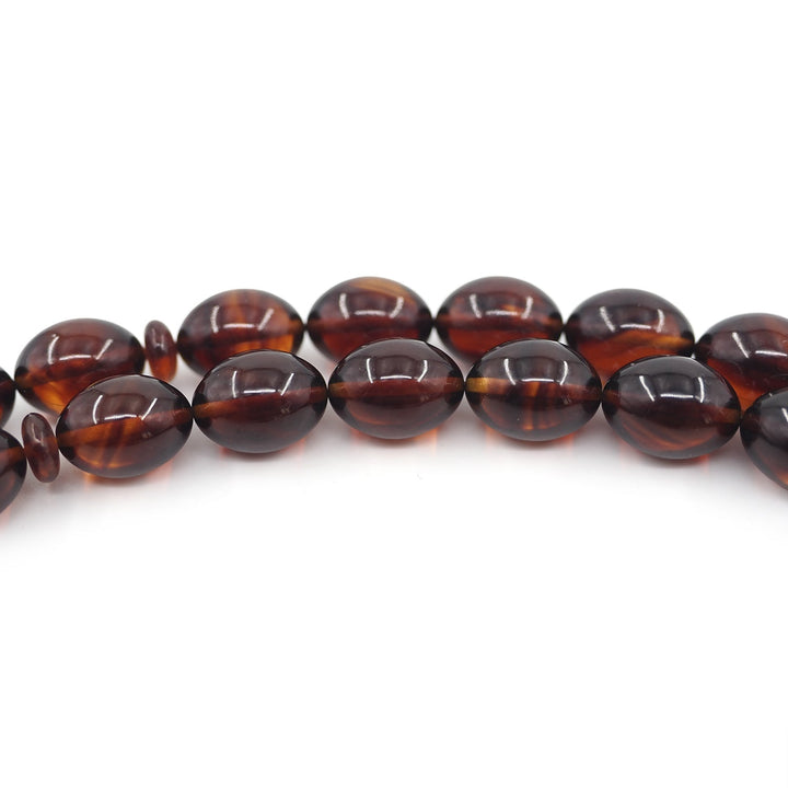 Oval-Cut Fire Amber Tasbeeh with Ring Detail - WATD791