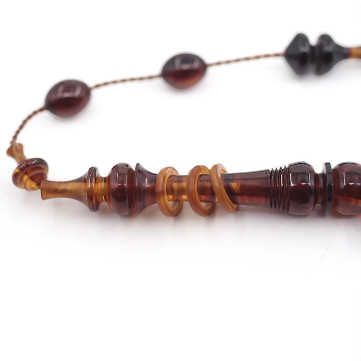 Oval-Cut Fire Amber Tasbeeh with Ring Detail - WATD791