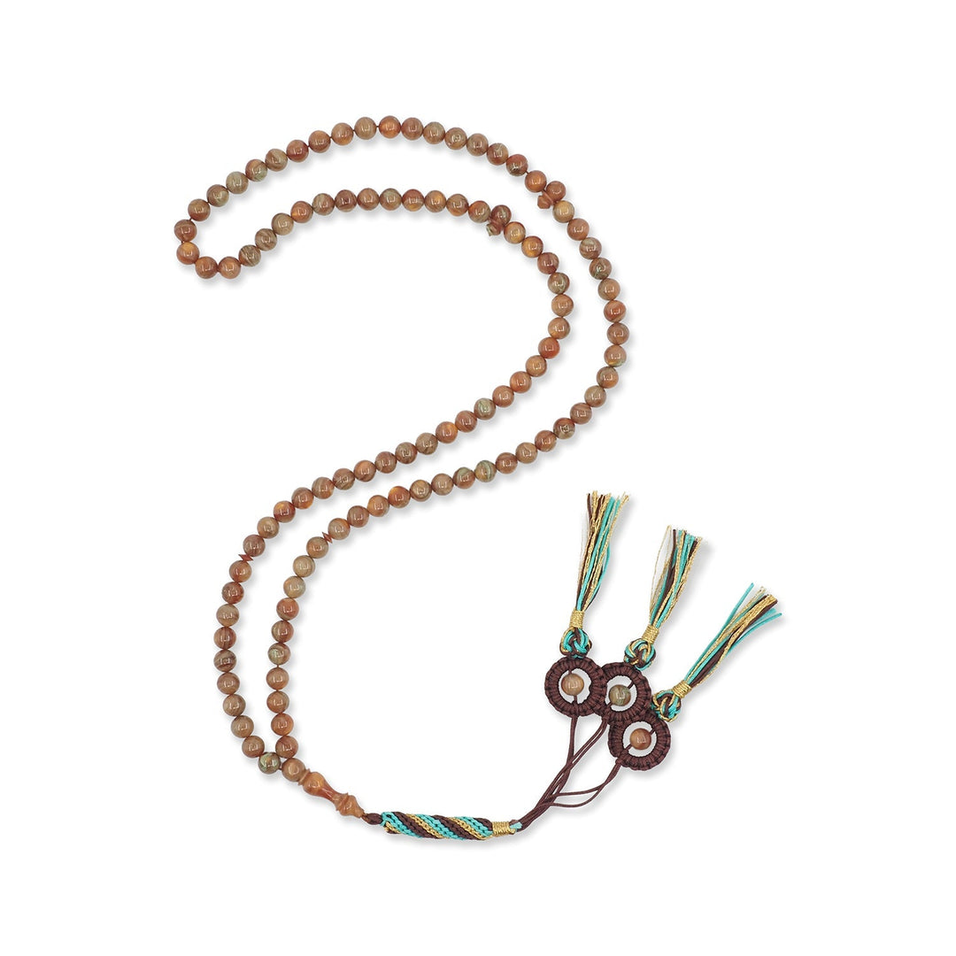 Macramé-Woven 99-Bead Round-Cut Catalin Tasbeeh - WATD794