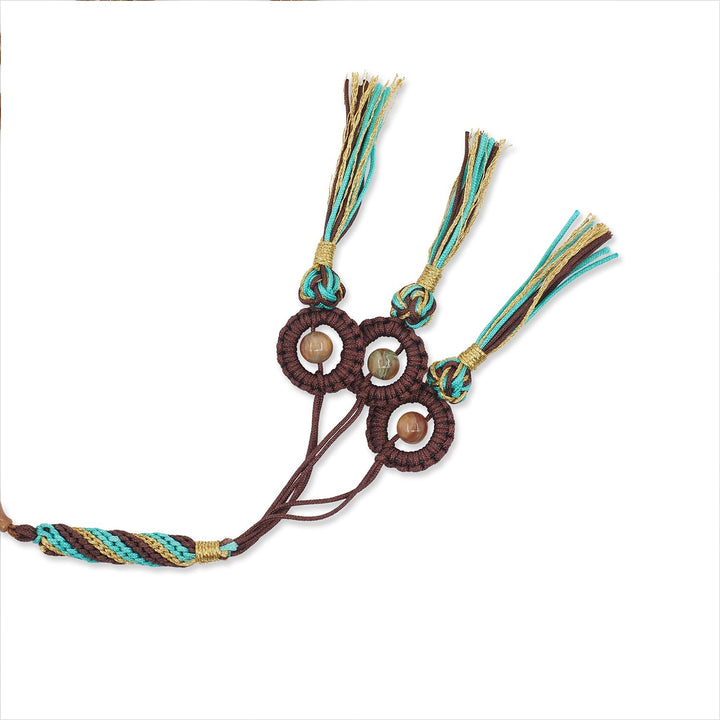 Macramé-Woven 99-Bead Round-Cut Catalin Tasbeeh - WATD794