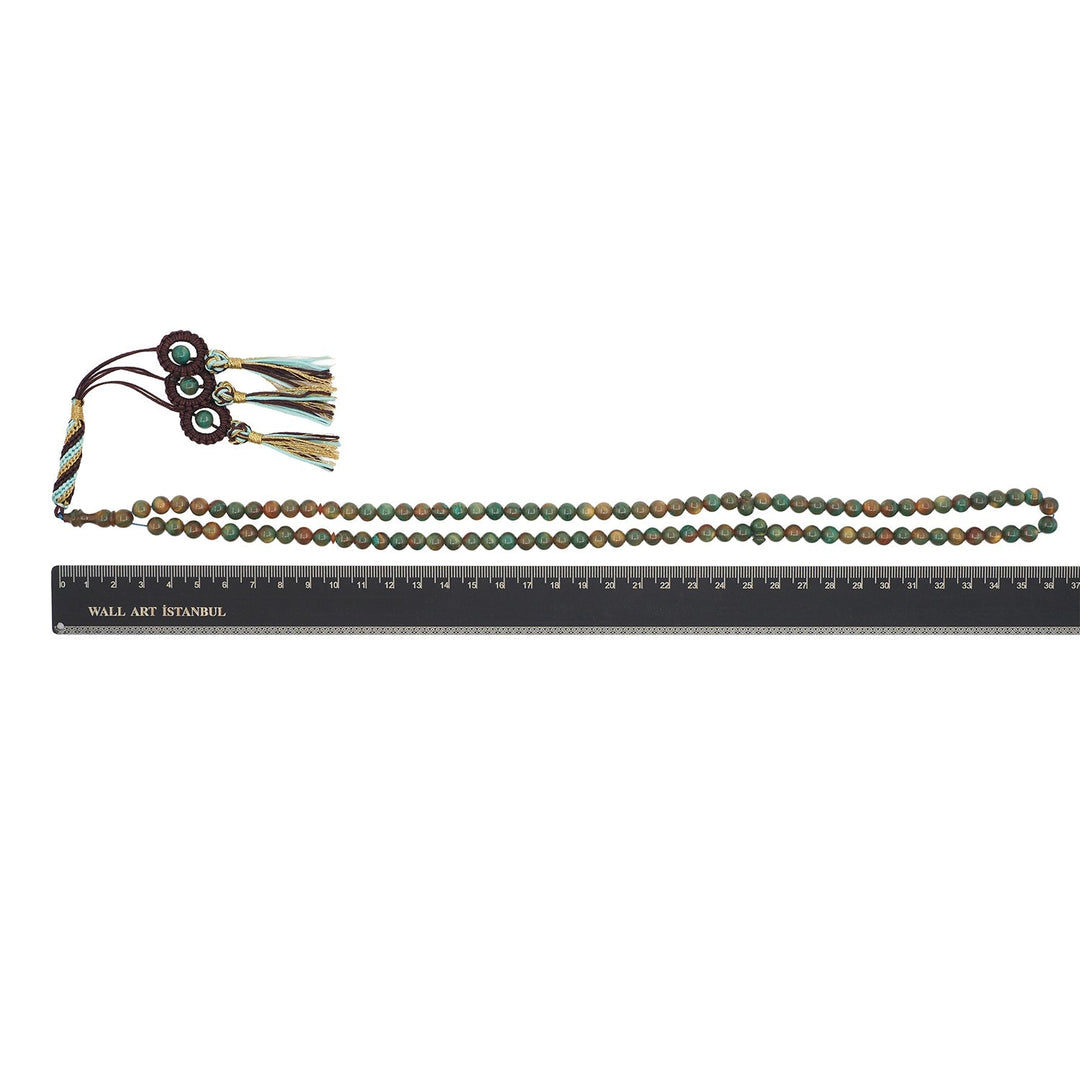 Macramé-Woven 99-Bead Round-Cut Catalin Tasbeeh - WATD795