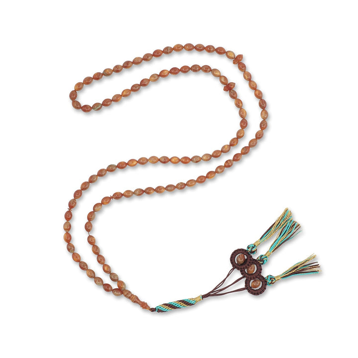 Macramé-Woven 99-Bead Oval-Cut Catalin Tasbeeh - WATD796