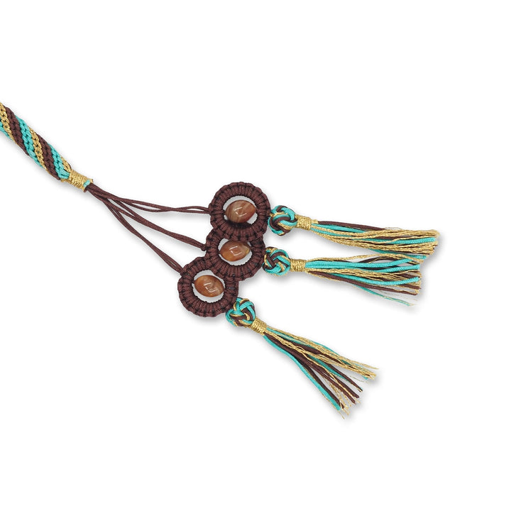 Macramé-Woven 99-Bead Oval-Cut Catalin Tasbeeh - WATD796