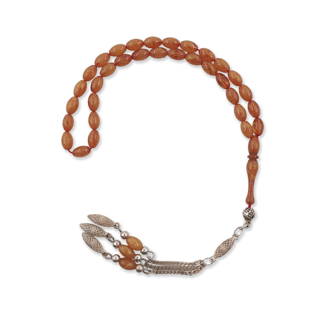 Mini Capsule-Cut Catalin Tasbeeh with Silver Tassel - WATD812