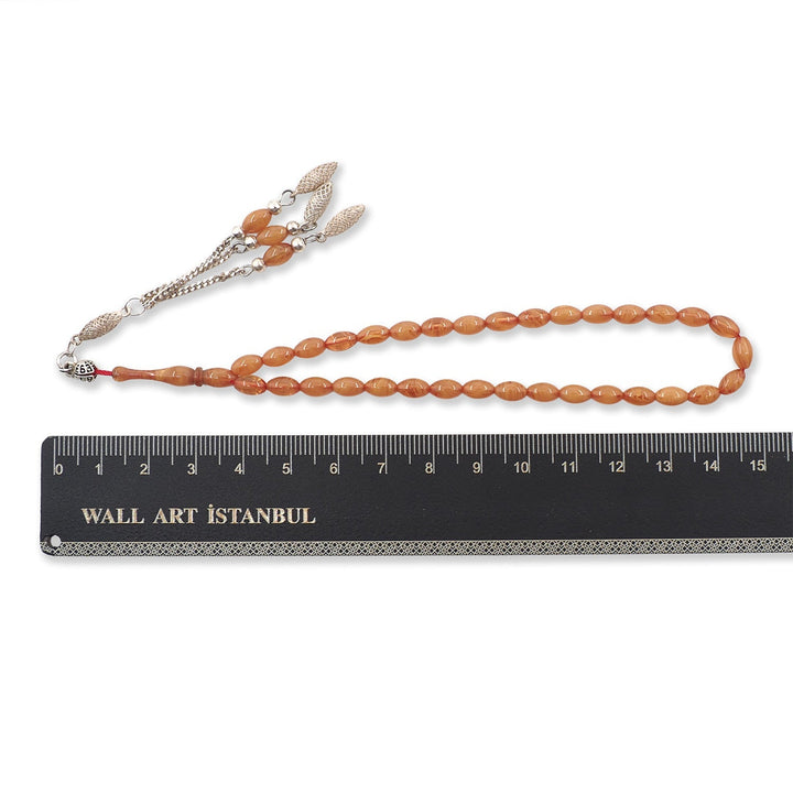 Mini Capsule-Cut Catalin Tasbeeh with Silver Tassel - WATD812