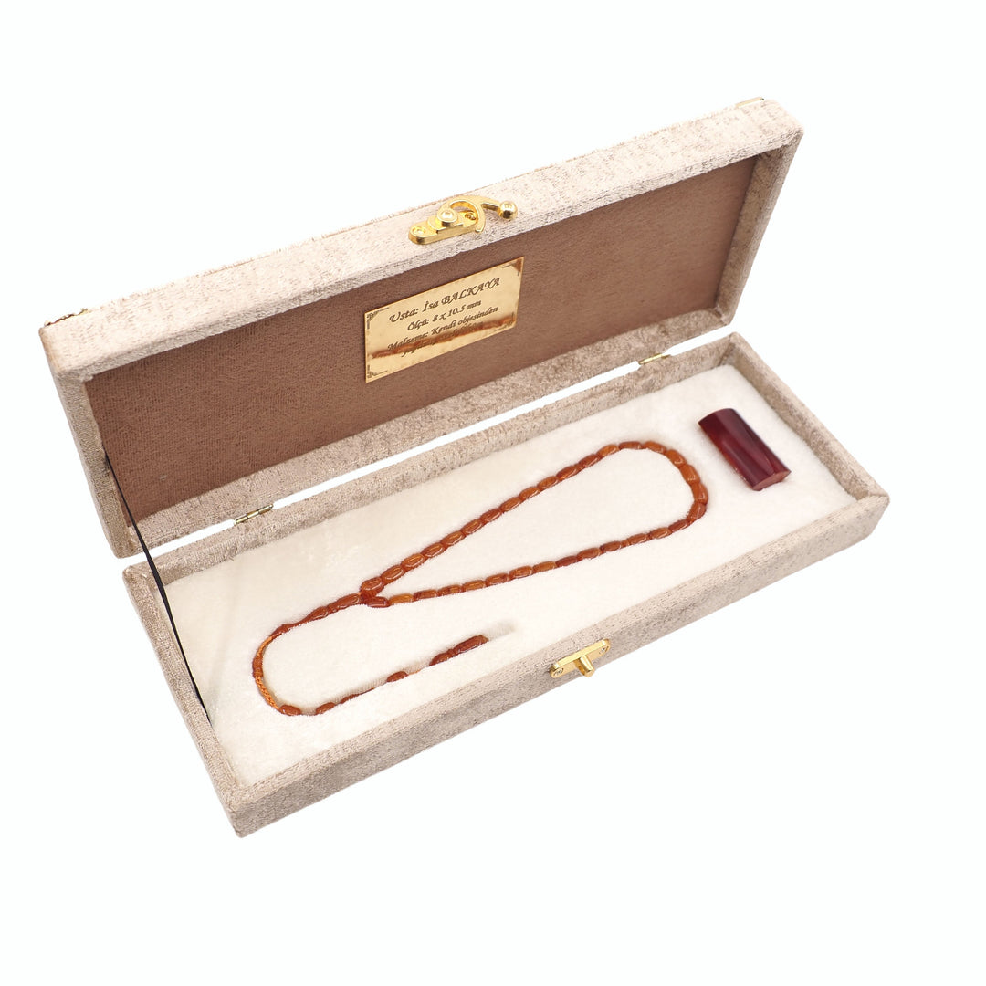 Masterfully Crafted Pressed Amber Tasbeeh with Special Box - WATD821