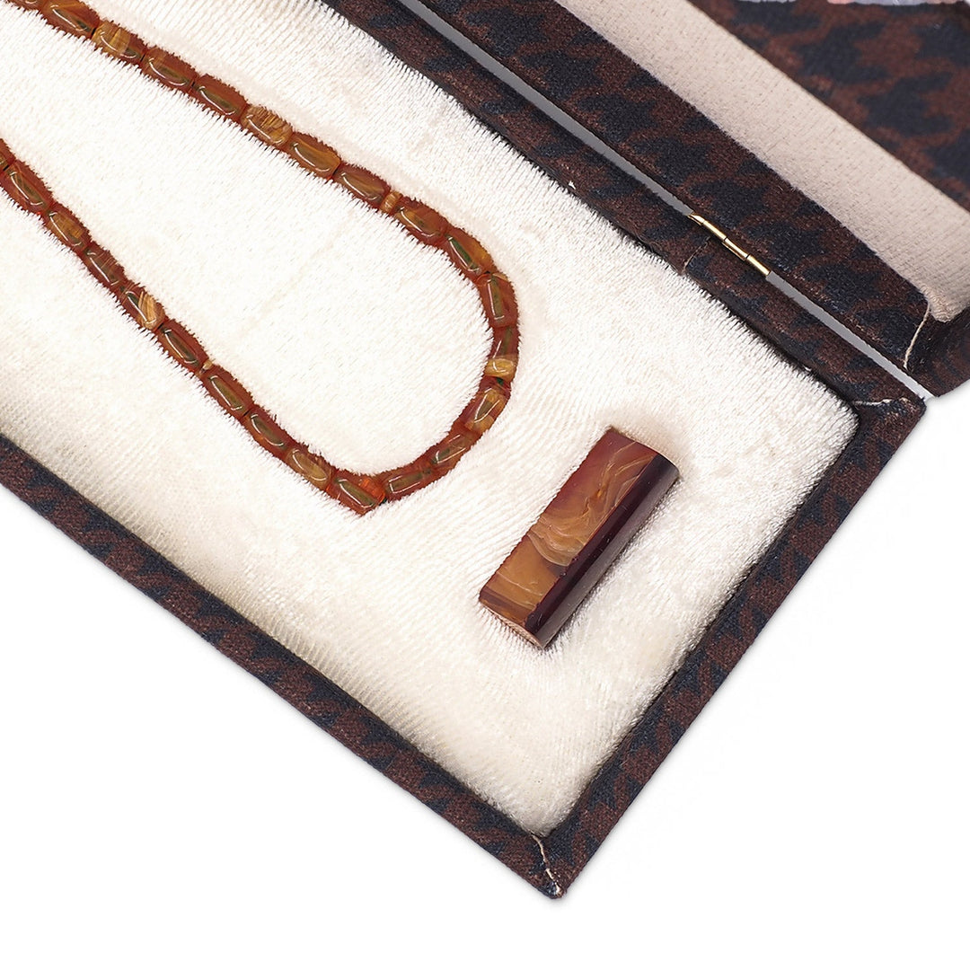 Masterfully Crafted Pressed Amber Tasbeeh with Special Box - WATD822
