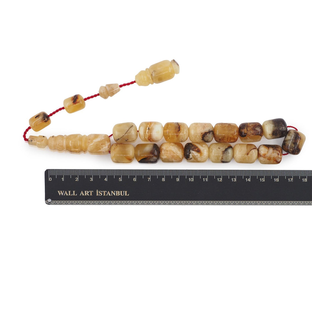 Oversized Capsule-Cut Natural Amber Tasbeeh (Medium Size) - WATD831
