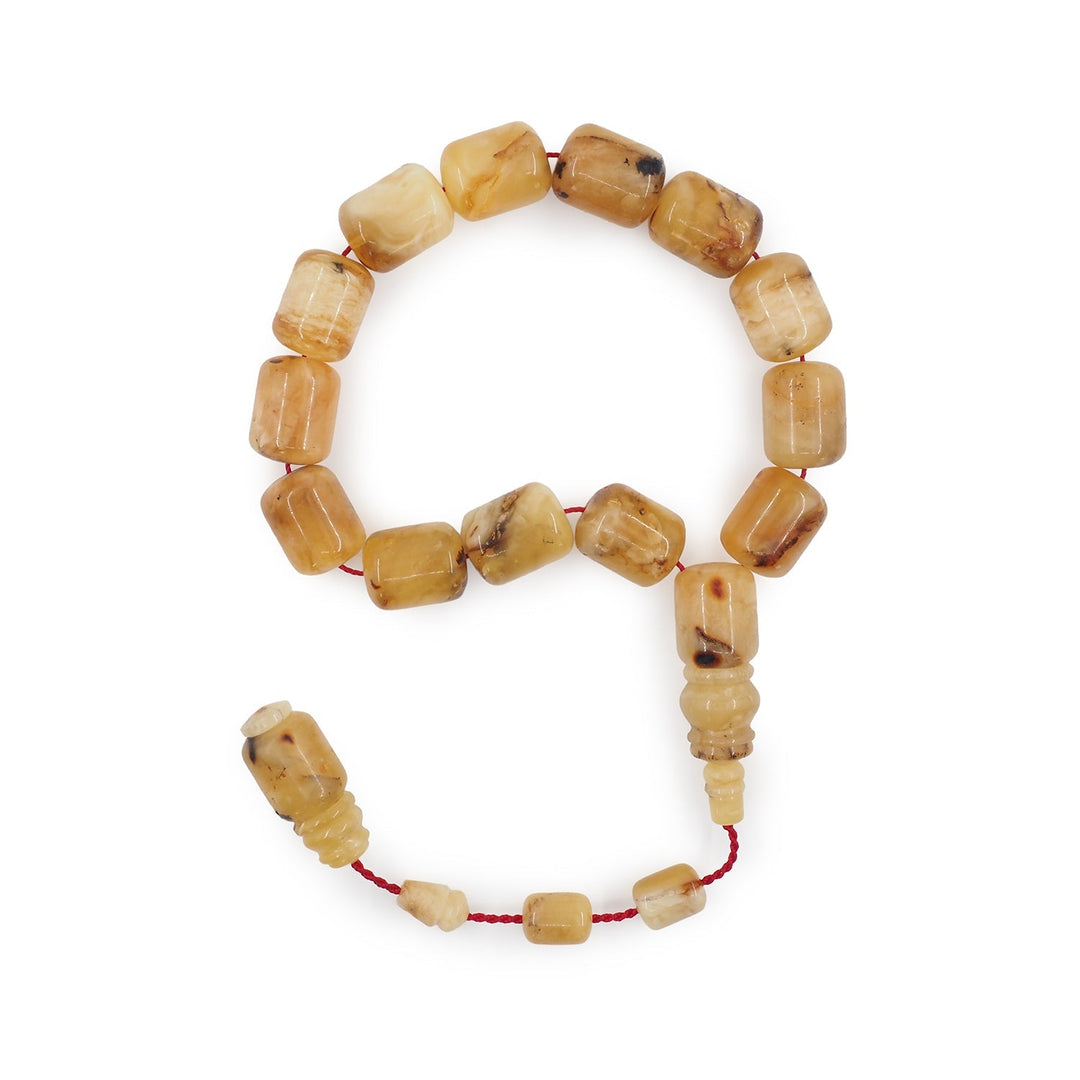 Oversized Capsule-Cut Natural Amber Tasbeeh (Small Size) - WATD833