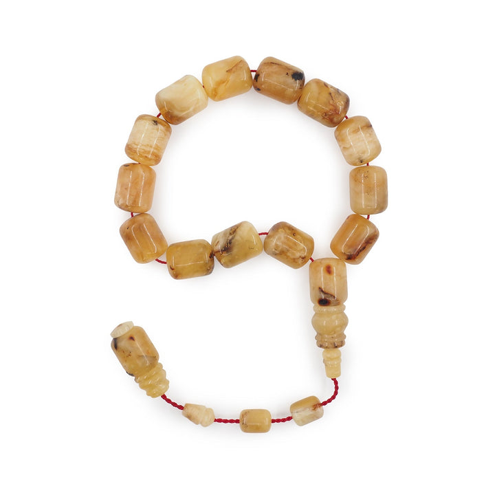 Oversized Capsule-Cut Natural Amber Tasbeeh (Small Size) - WATD833