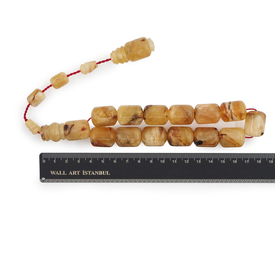 Oversized Capsule-Cut Natural Amber Tasbeeh (Small Size) - WATD833