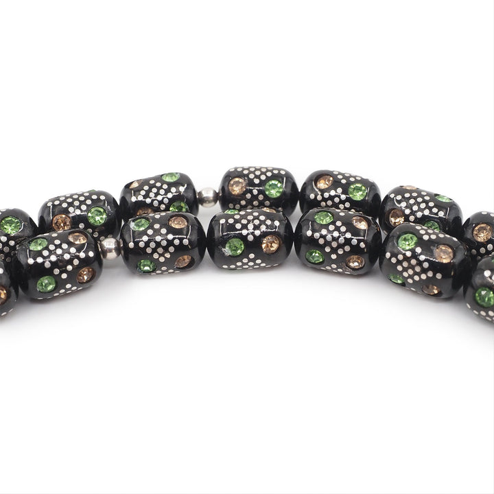 Mastercrafted Original Oltu Stone Tasbeeh with Turquoise &amp; Silver Inlay and Silver Tassel – WATD836