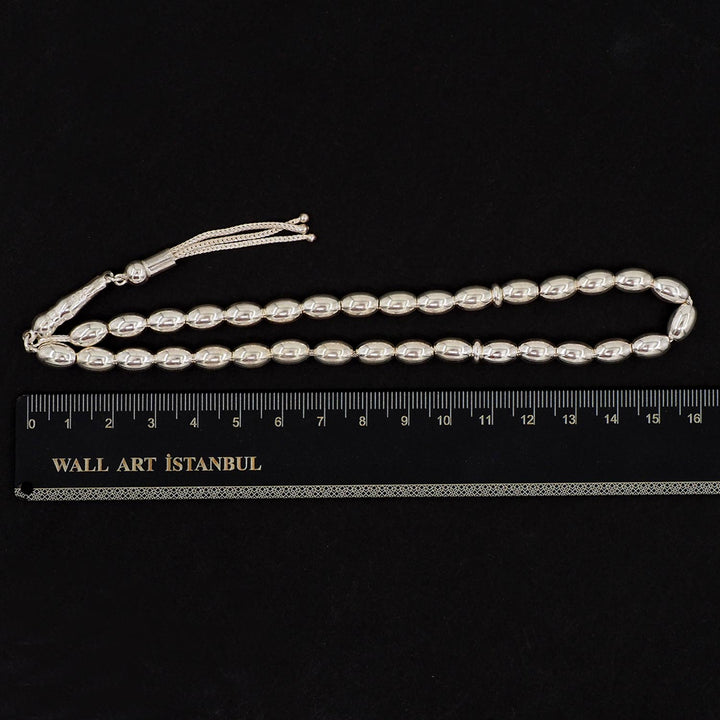 Oval-Cut 925 Sterling Silver Tasbeeh - WATD859