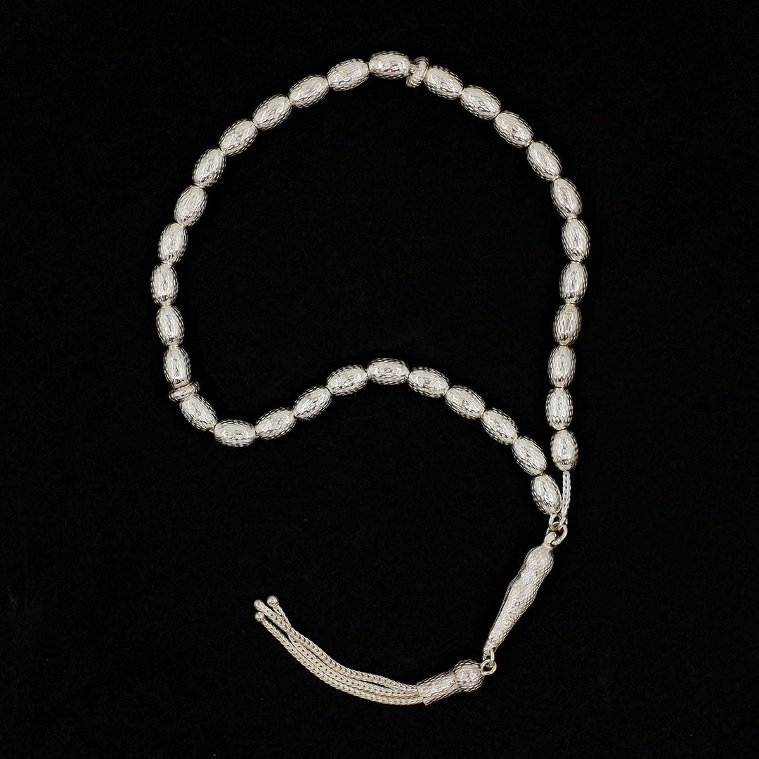 Oval-Cut 925 Sterling Silver Tasbeeh - WATD862