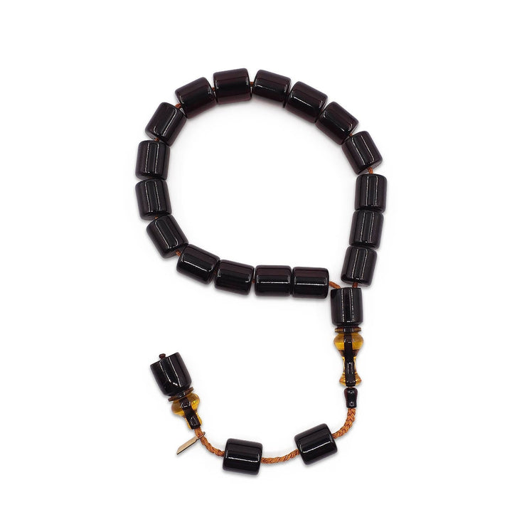 Large-Bead Faceted-Cut Fire Amber Tasbeeh with System Tassel - WATD863