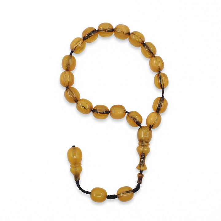 Large-Bead Faceted-Cut Fire Amber Tasbeeh with System Tassel - WATD865