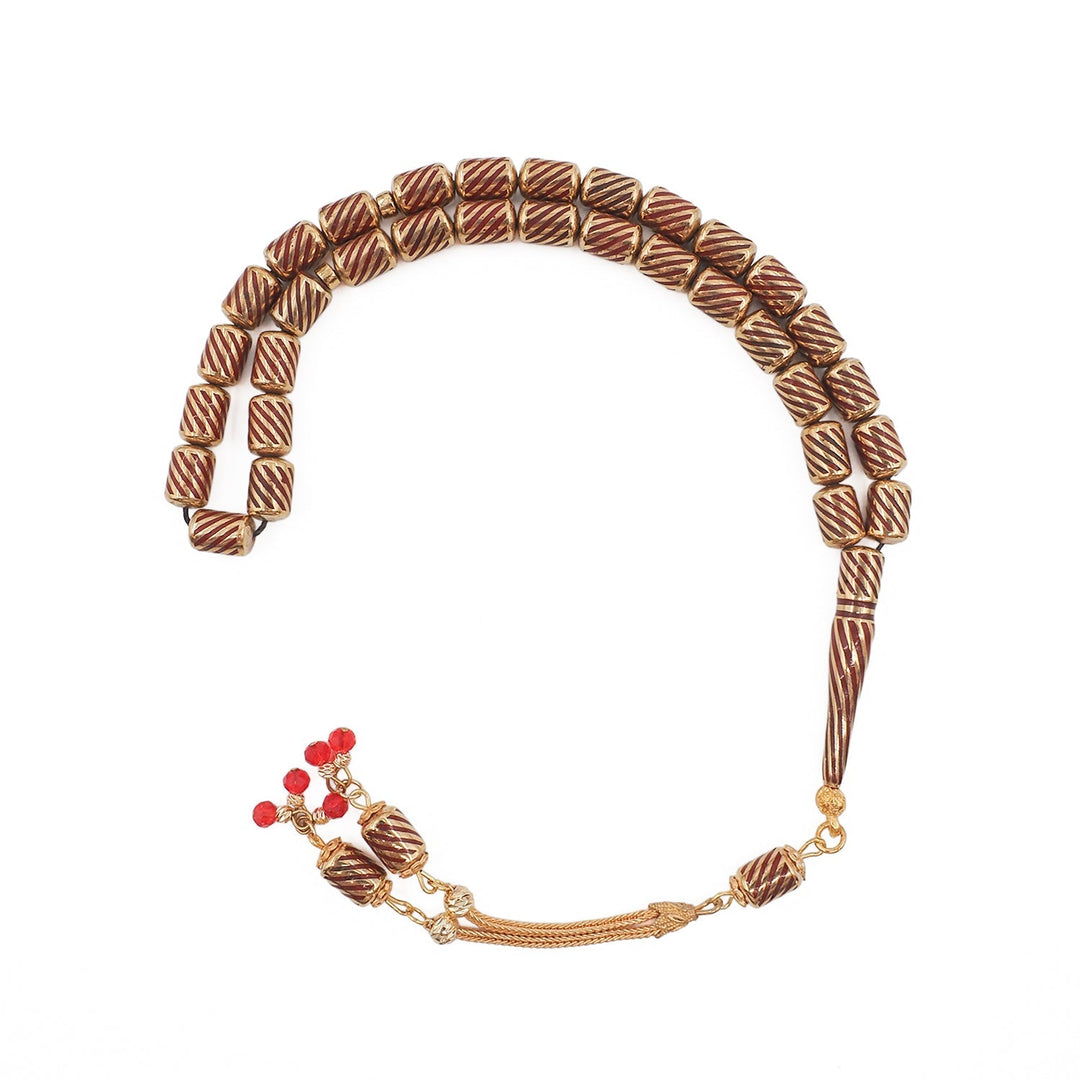 Brass Cage-Enamel Tasbeeh with Silver Tassel - WATD889