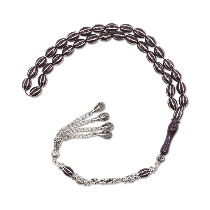 Fire Amber Tasbeeh with Split Oval-Cut Beads &amp; Tassel - WATD945