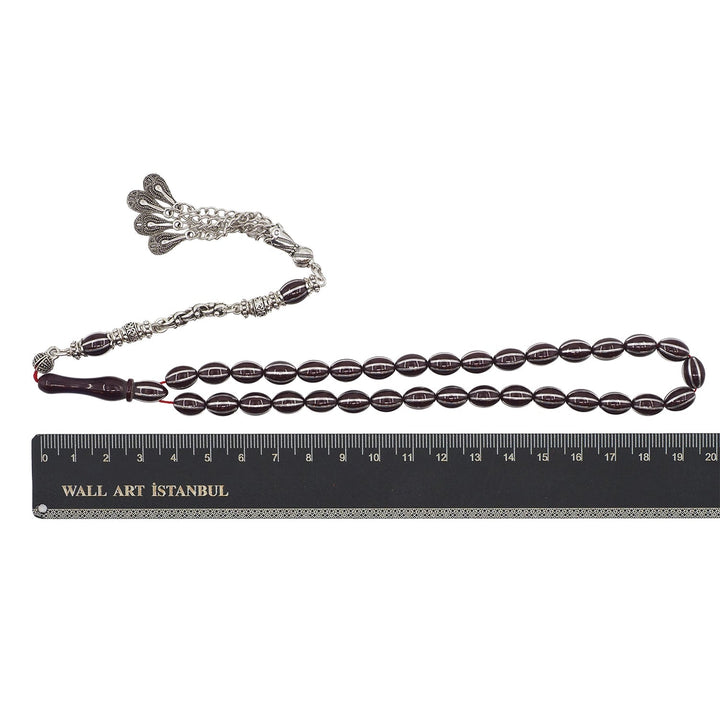 Fire Amber Tasbeeh with Split Oval-Cut Beads &amp; Tassel - WATD945