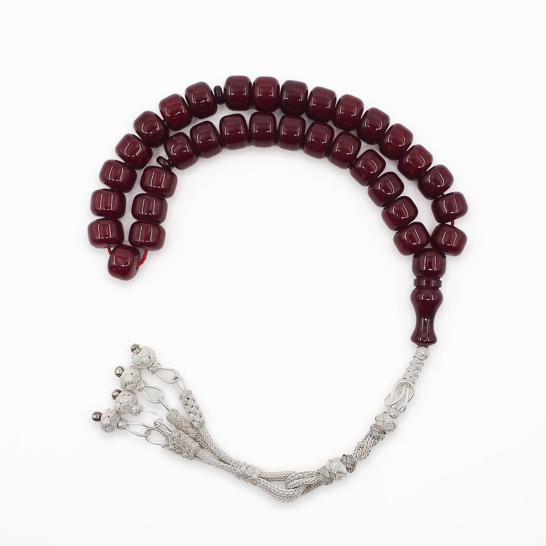 Wind Rose Pressed Amber Tasbeeh with Kazaz Tassel - WATD970