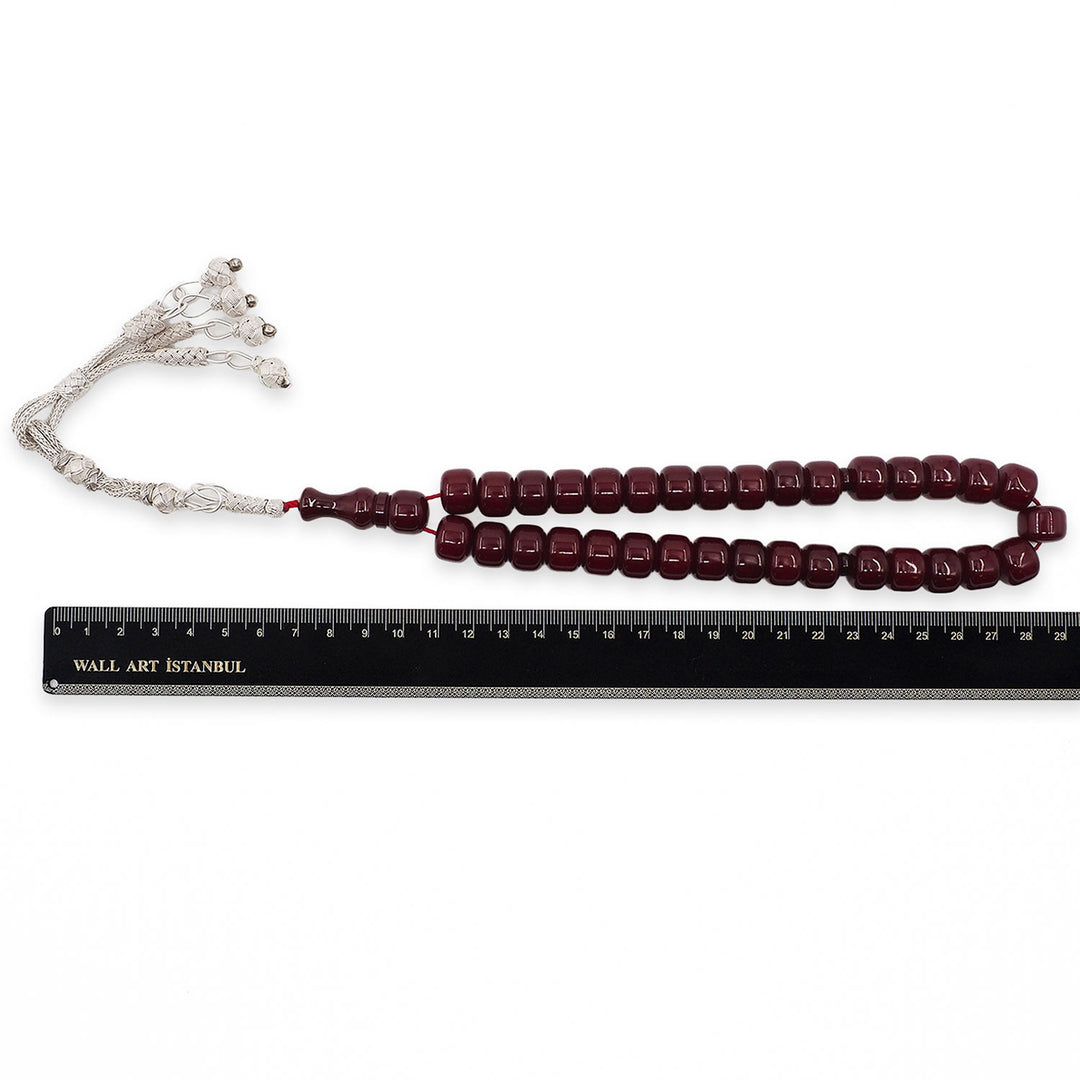 Wind Rose Pressed Amber Tasbeeh with Kazaz Tassel - WATD970