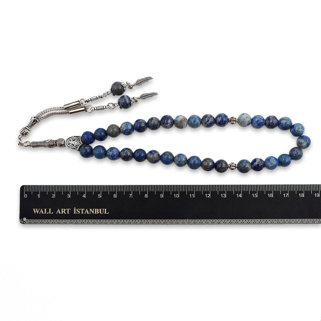 Natural Lapis Lazuli Stone Sphere-Cut Tasbeeh - WATD995