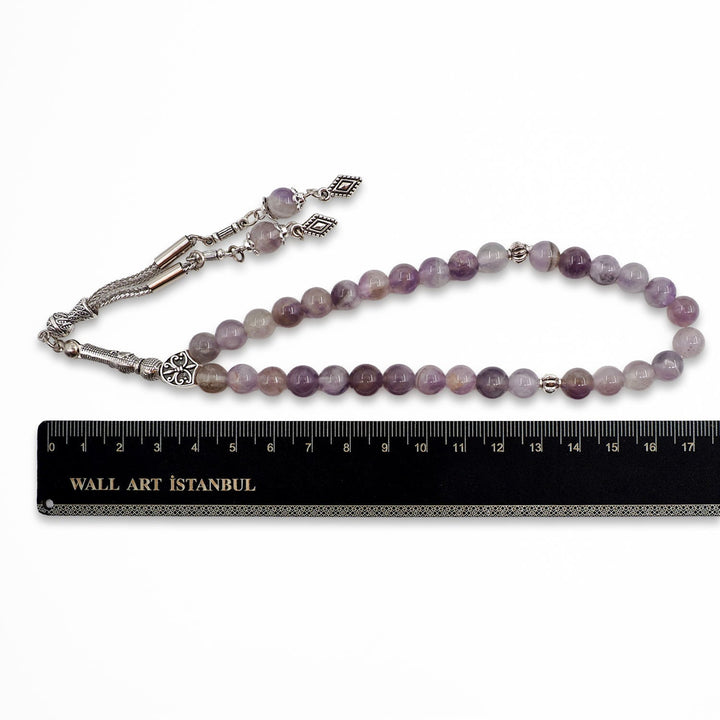 Natural Amethyst Stone Sphere-Cut Tasbeeh - WATD996