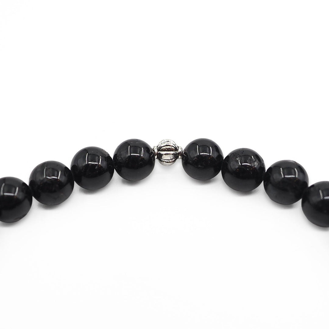 Natural Black Tourmaline Stone Sphere-Cut Tasbeeh - WATD997