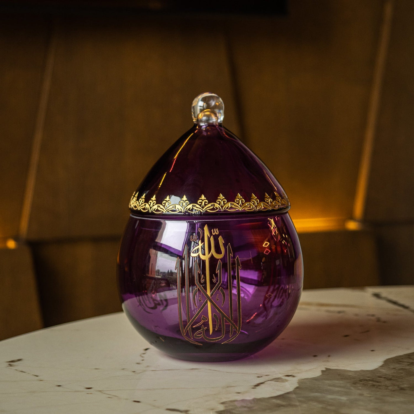 Binnur Decorative Purple Glass Bowl - WAMC006