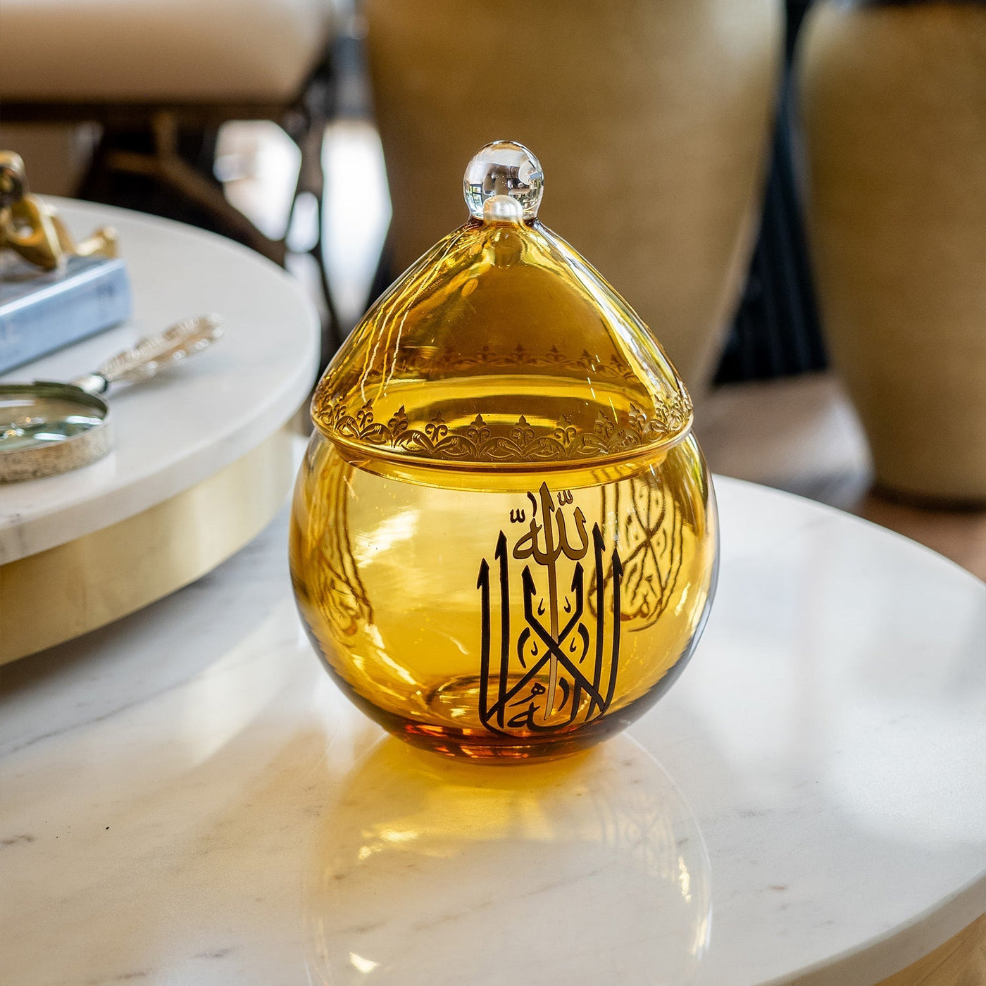 Binnur Decorative Amber Glass Bowl - WAMC007