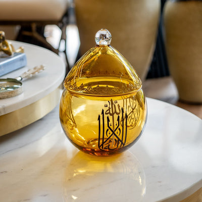 Binnur Decorative Amber Glass Bowl - WAMC007