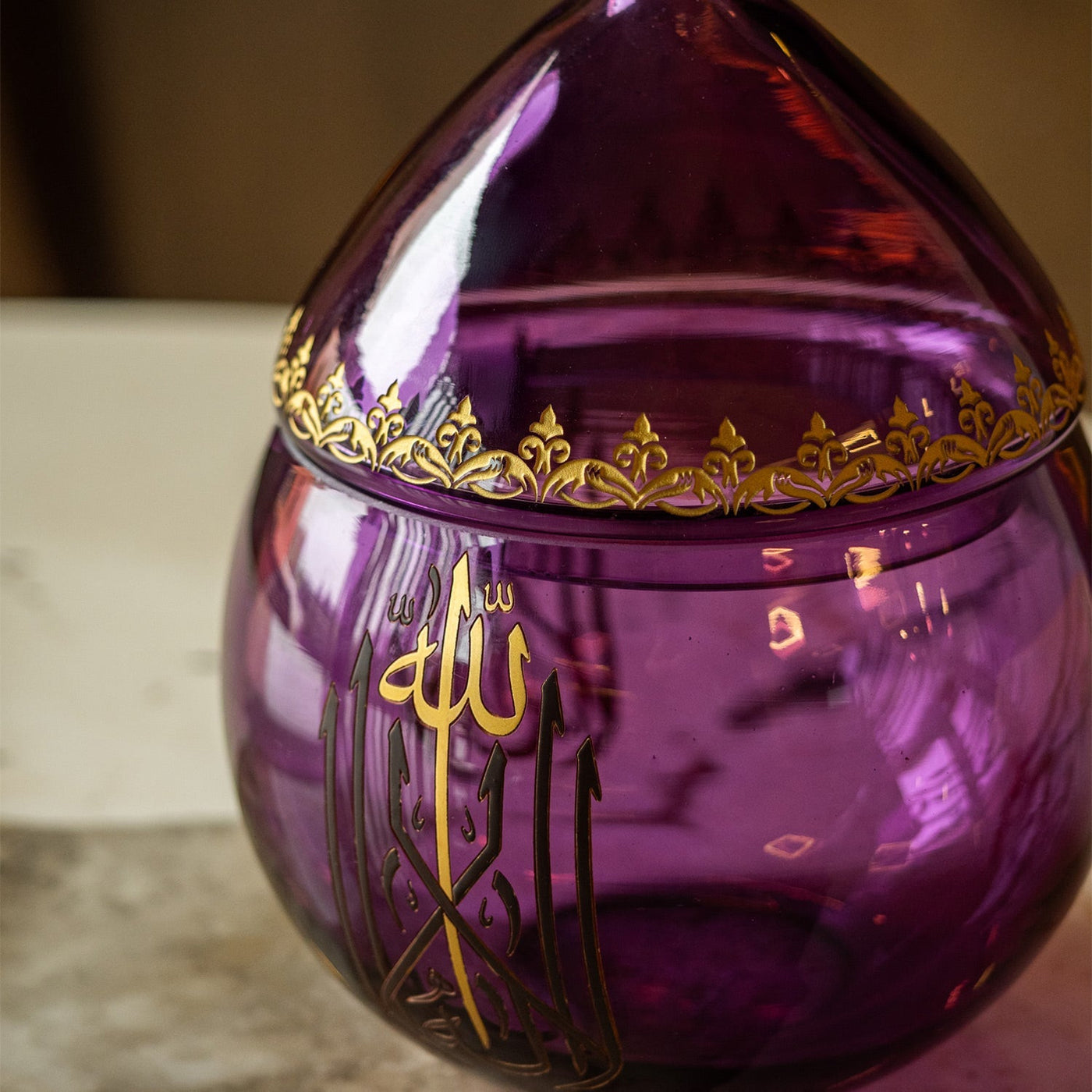 Binnur Decorative Purple Glass Bowl - WAMC006