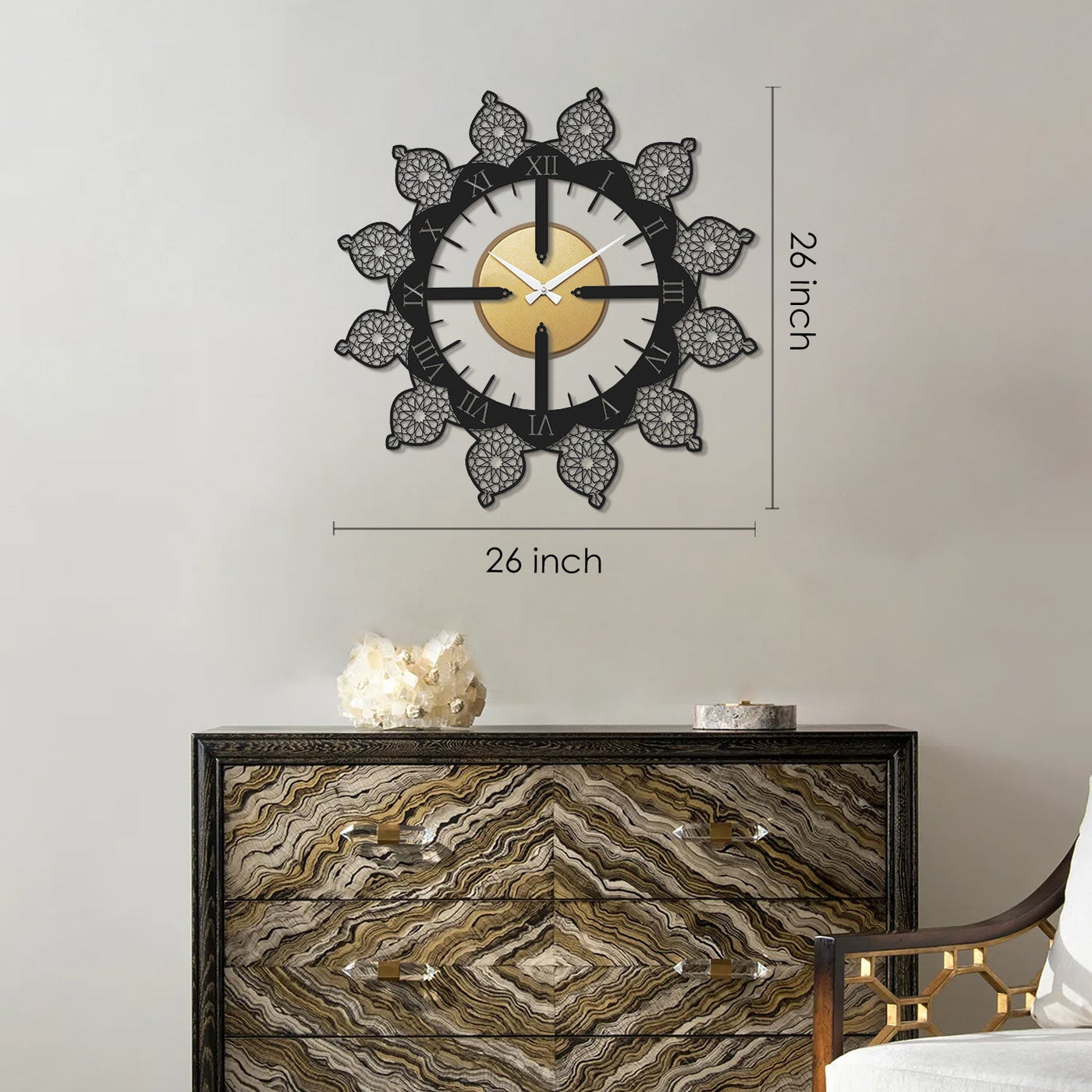 Islamic Pattern Latin Written Metal Wall Clock - WAMS022