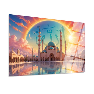 Mosque Painting in Sunlight Islamic Glass Wall Art - WTC063