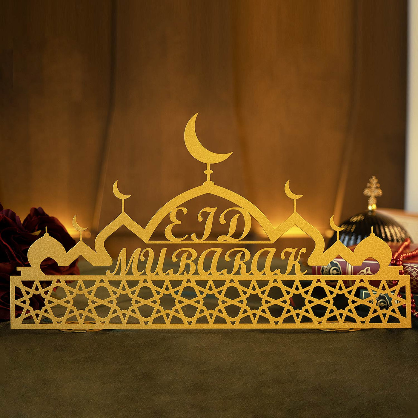 Eid Mubarak Metal Tabletop Decor, ramadan mubarak, ramadan decor set, eid mubarak gifts, muslim home decor, arabic calligraphy, golden ramadan set, islamic decorations, decorative crescent, moon and star decor, ramadan table decor, ramadan celebration, traditional eid decor, Metal Islamic Candle Holder, Ramadan Decoration for Home, Muslim Gift, Ramadan Decor, Ramadan Gifts, Muslim Home Table Decor, Eid Decoration, Eid, Ramadan, Ramadan Decoration