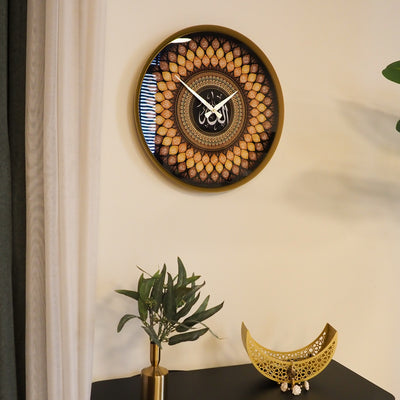 99 Names of Allah Written Metal Wall Clock - Plexyglass Covered - WAMS020