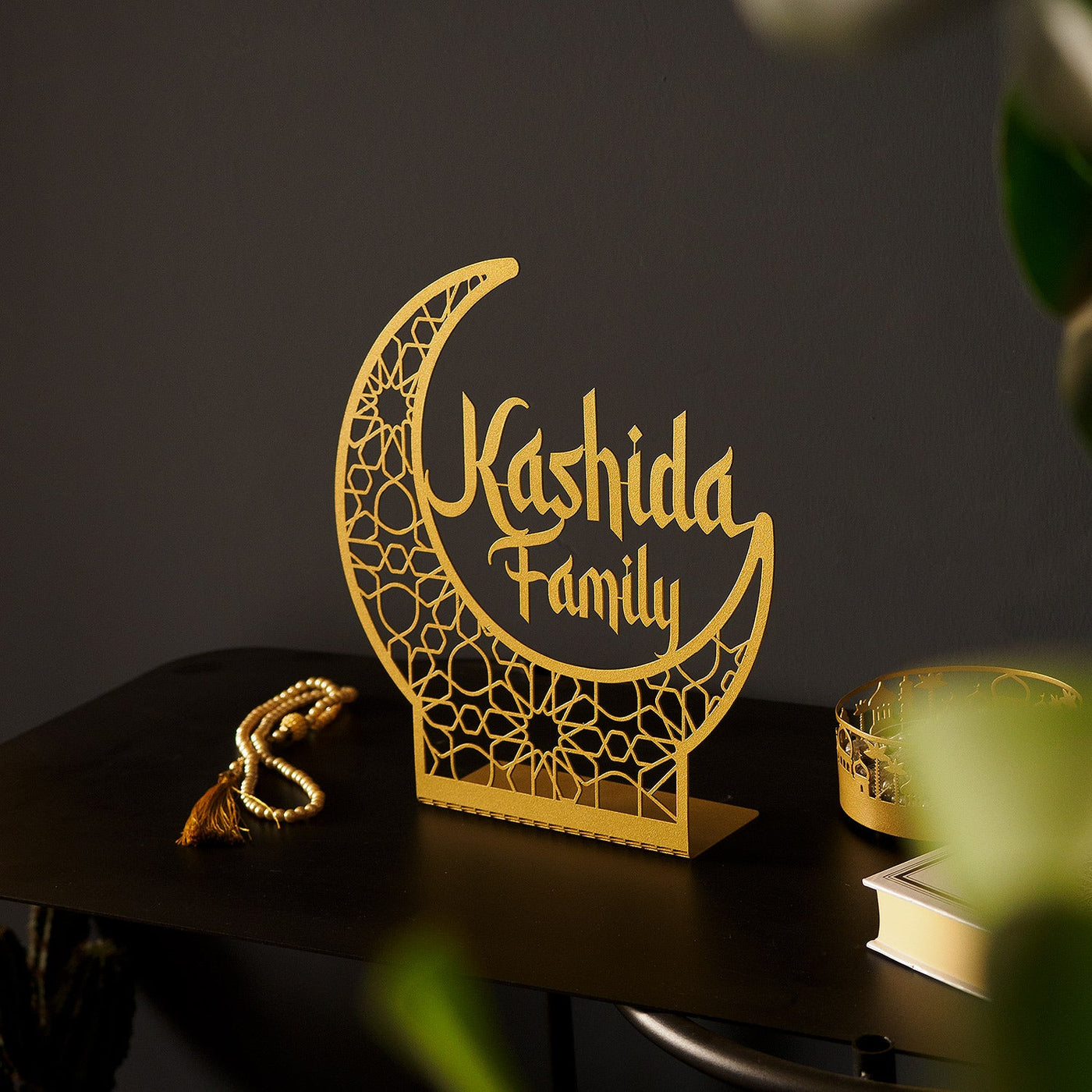 Personalized Crescent Moon Metal Tabletop Decor - WAMH154