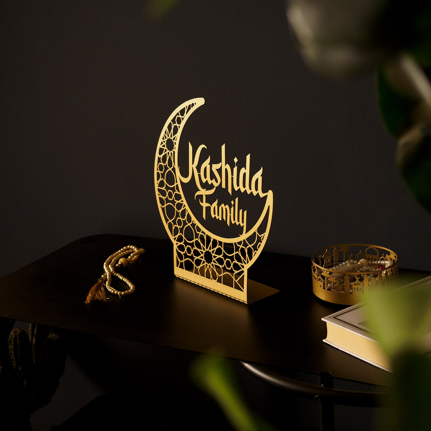 Personalized Crescent Moon Metal Tabletop Decor - WAMH154