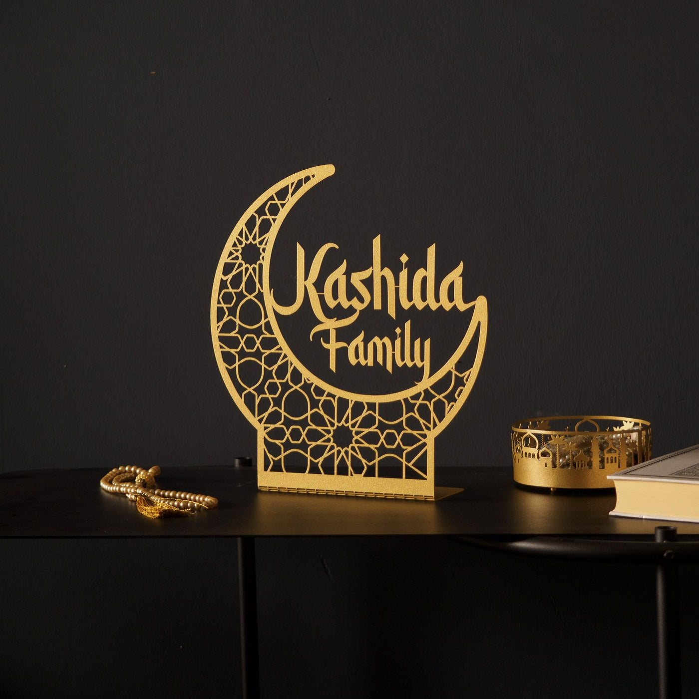 Personalized Crescent Moon Metal Tabletop Decor - WAMH154