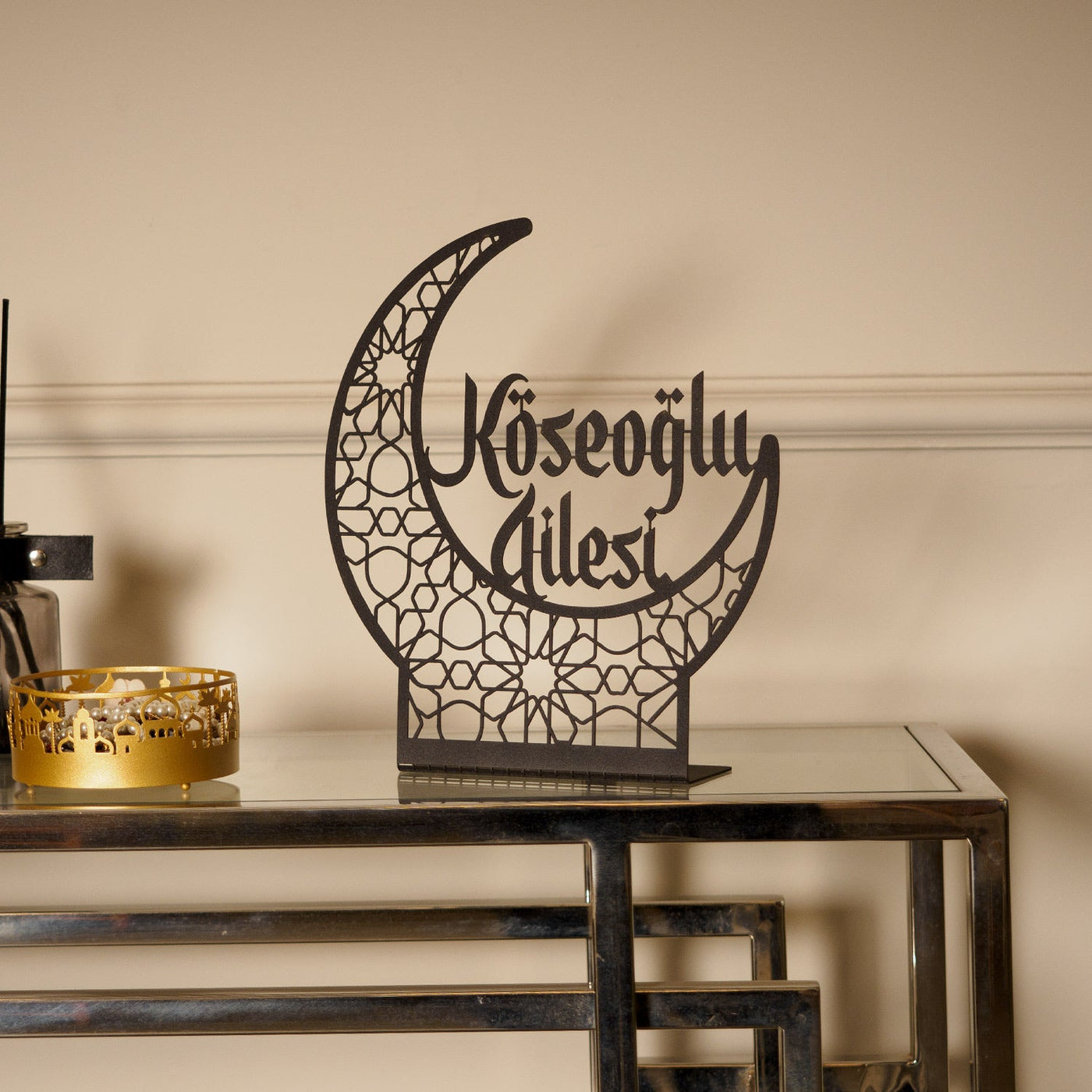 Personalized Crescent Moon Metal Tabletop Decor - WAMH154