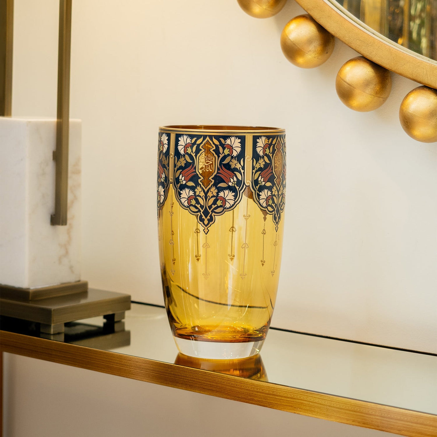 Mürüvvet Decorative Glass Amber Vase - WAMC011