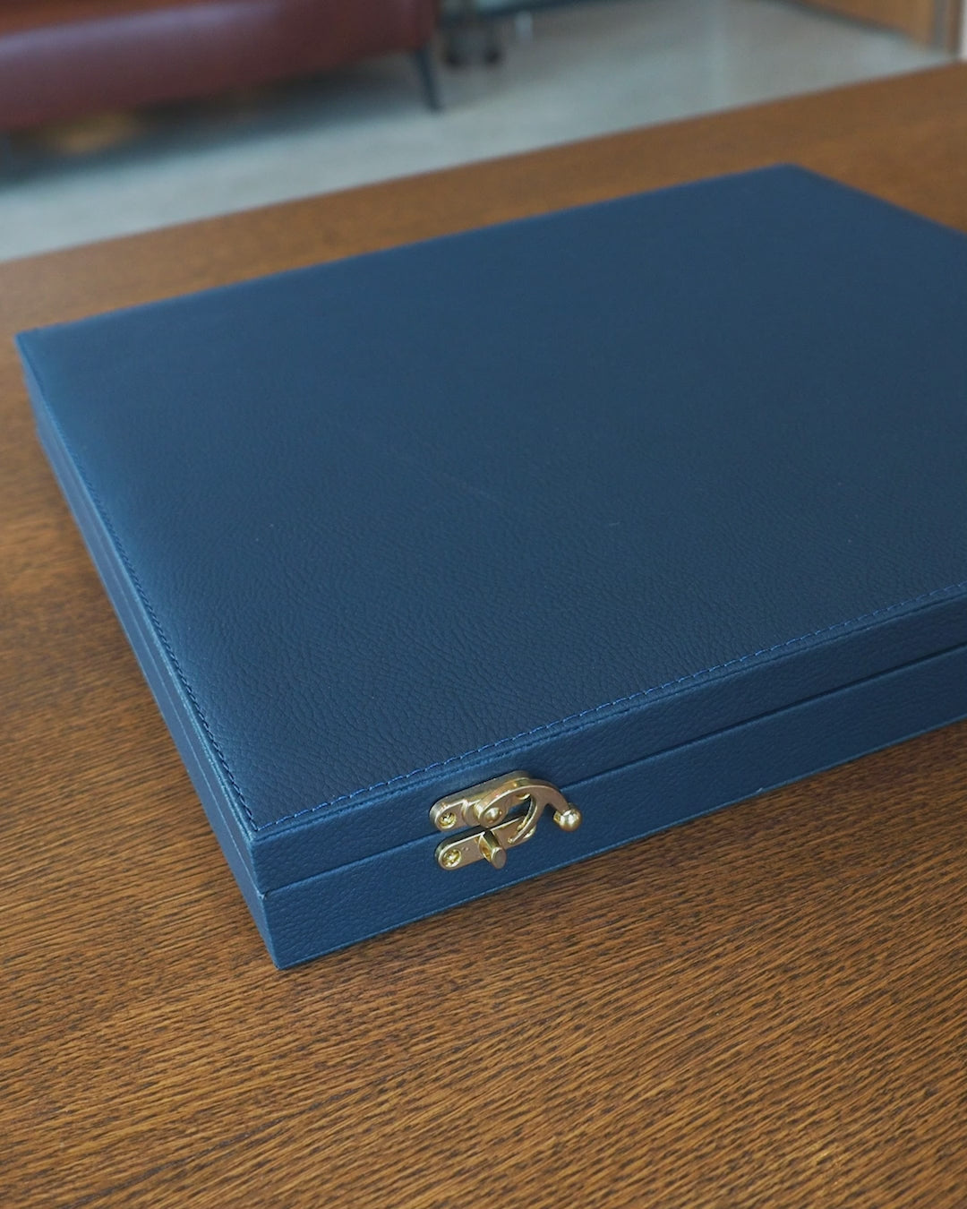 Exclusive Navy Blue Leather-Covered Wooden Tasbeeh Case (For up to 21 Tasbeehs) - WATD505